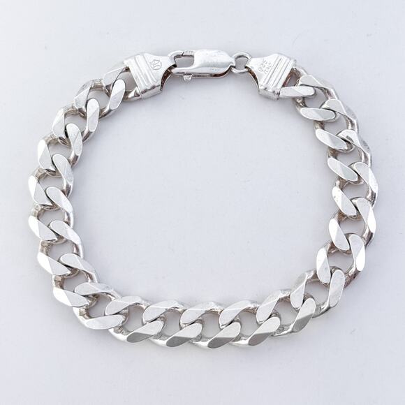 Vintage Italy Sterling Silver 925 9.6mm Curb Link Bracelet 8" - Picture 4 of 7